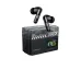 View Black Onikuma TX602 Tri-mode Gaming Earbuds in a black cyberpunk-style charging case with LED display screen.