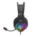 A side view of the black Xtrike Me GH-516 wired gaming headset earcup, showing the multi-colored RGB lighting and boom microphone.