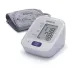 Front view of Omron HEM-7121 BP Monitor with cuff showing SYS 118, DIA 78, and pulse 70 readings on display.