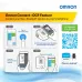 Infographic view of Omron HEM-7121J BP Monitor using OCR feature to transfer readings to smartphone via Omron Connect app.