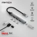 Angled top view of Fantech HA3041 NeraLINK USB 3.0 Hub showing slim aluminum body with multiple USB ports and cable