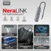 Feature overview graphic of Fantech HC052 NeraLINK 5-in-1 Type-C Hub highlighting multi-port connectivity and usage scenarios with icons
