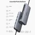 Angled view of the UGREEN CM639 10-in-1 USB-C Hub, showing all ports labeled, including HDMI, VGA, USB, and SD card slots.