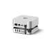 Angled rear view of a silver Mac Mini (M4 marked) connected to the UGREEN CM841 hub, showing the various ports.