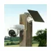 Outdoor mounted view of Imou AOV 5MP WiFi PT IP Camera showing solar panel and camera on wooden pole