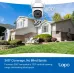 Coverage view of TP-Link Tapo C530WS WiFi Camera showing 360° horizontal and 130° vertical range over a residential property.