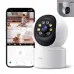Front view of the XO CR01 Humanoid Tracking Portable WiFi Camera displayed beside a smartphone with app interface