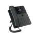 A sleek, dark gray Fanvil V61G IP phone with a coiled cord, large screen, and illuminated soft keys displayed on an angled stand.