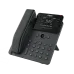 A high-angle view of the dark gray Fanvil V62 Pro IP phone, highlighting the handset and the large, angled display screen.