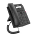 Rear-left angled view of the Fanvil X301P IP Phone showing display screen, navigation keys, and corded handset.