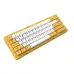 Top-down view of AJAZZ AC067 Keyboard showing cheese-themed yellow case and compact 75% layout with white keycaps.