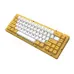 Angled shot of AJAZZ AC067 Keyboard highlighting mustard yellow base and tenkeyless layout with dual-tone keycaps.