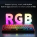 Front view of AJAZZ ALUX 60 HE Plus Keyboard glowing with RGB spectrum, emphasizing music-sync and lighting effects.
