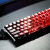 Front view of AJAZZ ALUX 60 HE Ultra Keyboard glowing with RGB spectrum, emphasizing music-sync and lighting effects.