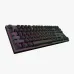 Angled view of Durgod Taurus K320 Nebula Space Purple Mechanical Keyboard with translucent lettering and RGB glow.