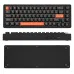 Triple-view of Furycube E68 Keyboard in black-orange 65% layout with USB, BT, Mac/Win toggle switches.