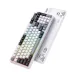 Front top view of Onikuma MT902 Tri-Mode RGB Gaming Keyboard in white with packaging box beside keyboard on clean background