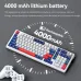 Angled view of T-WOLF T78 Keyboard with RGB backlighting and text highlighting 4000mAh rechargeable battery.