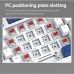Close-up of T-WOLF T78 Keyboard showing PC positioning plate with red switches installed for stable keypresses.