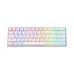 Front view of the all-white Zifriend KA646 Keyboard in white featuring vibrant rainbow RGB backlighting.