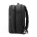 Arctic Hunter B00382 black backpack side profile with expandable compartments, USB charging port, and compression straps.