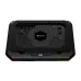 Front view of the Gamdias AETHER P1 PRO Laptop Cooler showing RGB edges, digital RPM display, and control buttons.