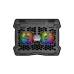 Bottom view of the Meetion MT-CP2020 RGB Gaming Laptop Cooling Pad displaying dual cooling fans with colorful RGB lighting.