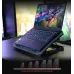 Usage view of the Meetion MT‑CP3030 RGB Gaming Laptop Cooling Pad holding a laptop with airflow cooling and RGB effect lighting.