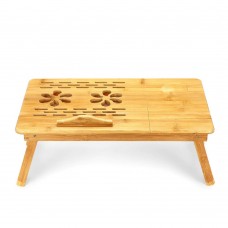 Bamboo Wooden Dual Fan Laptop Cooler Table Desk