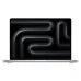 Apple MacBook Pro in Silver, front view with abstract dark wallpaper and thin bezel screen.