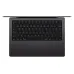 Apple MacBook Pro M5 in Space Black, top-down keyboard view with centered trackpad and sleek dark chassis.