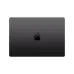 Apple MacBook Pro M5 in Space Black, back view with centered Apple logo and minimalist matte finish.