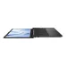 ASUS Vivobook Go 14 E1404TA laptop opened flat at 180°, showcasing slim hinge flexibility and modern design.