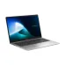 Misty Grey Asus ExpertBook B1 B1503CVA laptop, open and shown from an angle, displaying a blue abstract wallpaper.