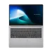 Front-facing, top-down view of the silver Asus ExpertBook B1 B1503CVA laptop, open with a blue screen background.