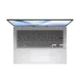 ASUS Vivobook 14 F1407CA laptop showing its keyboard, large touchpad and slim-bezel display.