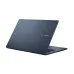 Rear angled view of Asus VivoBook 14 A1404VA Laptop with dark blue lid featuring VivoBook logo & minimalist geometric design.