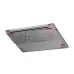 Underside view of ASUS Vivobook Go 14 E1404FA Laptop with cooling vents and red rubber feet for stability.