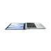 Top view of ASUS Vivobook Go 14 E1404FA Laptop opened flat at 180 degrees with geometric wallpaper.