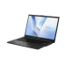 Front view of ASUS Vivobook Go 14 E1404FA Laptop with vivid display showing colorful V-shaped wallpaper.