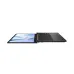 Top view of ASUS Vivobook Go 14 E1404FA Laptop opened flat at 180 degrees with geometric wallpaper.
