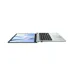 Top view of ASUS Vivobook Go 15 E1504FA Laptop opened flat at 180 degrees with geometric wallpaper.
