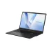 Front view of ASUS Vivobook Go 15 E1504FA Laptop with vivid display showing colorful V-shaped wallpaper.