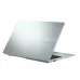 Partially open ASUS Vivobook Go 15 E1504TA laptop with metallic lid design, orange hinge accents, and branding.