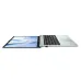 ASUS Vivobook Go 15 E1504TA laptop opened flat at 180°, showcasing slim hinge flexibility and modern design.