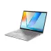 ASUS VivoBook S14 S3407VA laptop open with vivid geometric display, thin bezel design, and sleek black keyboard.