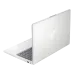 A rear, angled view of the open white HP 14-ep0134TU laptop, showing the solid lid and the HP logo.