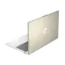 Partially open HP 15-fc0633AU Laptop with silver keyboard and matte lid featuring HP logo.