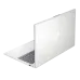 Rear-left angled view of HP 15-fd0800TU Laptop showing silver lid with metallic HP logo and partial keyboard.
