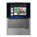 Top-down front view of the Lenovo ThinkPad E14 Gen 6 Laptop with a presentation open on the screen, emphasizing the keyboard, trackpad, and red TrackPoint.
